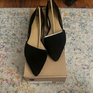 JCREW Suede D’Orsay Black Flats, Size 8.5 Never Worn